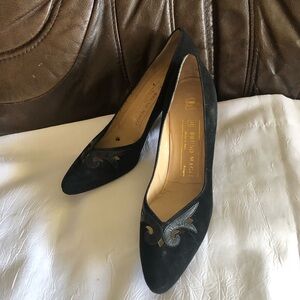 Bruno Magli black suede heels pumps, size 7